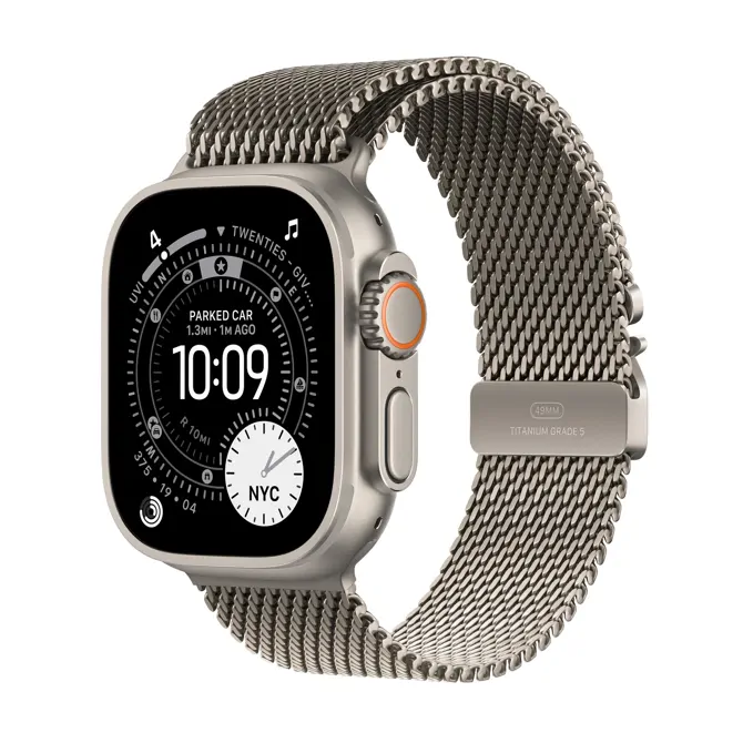 Pametna ura Apple Watch Ultra 3 Cellular 49mm Natural Titanium Case with Natural Titanium Milanese Loop - Small