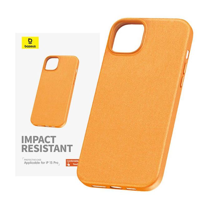 Ovitek za telefon iPhone 15 ProMax Baseus Fauxther Series (oranžen)