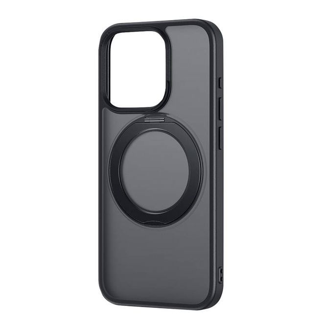 Ovitek za telefon s stojalom Baseus SkyRing 360° za iP 15 +kaljeno steklo in komplet za čiščenje (črn)