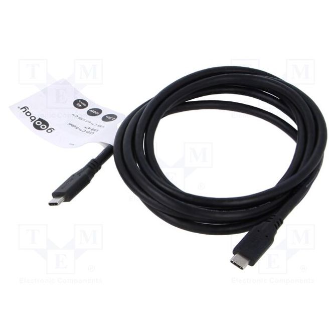 Podatkovni kabel Goobay USB4 Gen 3x2, USB-C na USB-C, 40 Gbit/s, PD 100 W, 2 m, črn