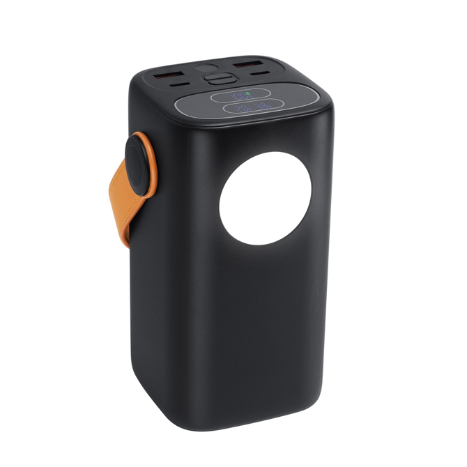 Powerbank Rivacase VA1085 Turbo, 40000 mAh (148 Wh), 65 W PD, 2x USB-C, 2x USB-A, LED svetilka, črne barve