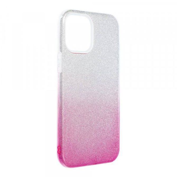 Silikonski ovitek z bleščicami Bling 2v1 za iPhone 13 Pro - srebrno roza