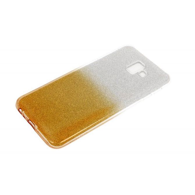 Silikonski ovitek z bleščicami Bling za Samsung Galaxy J6 Plus 2018 J610 srebrn z zlatimi bleščicami