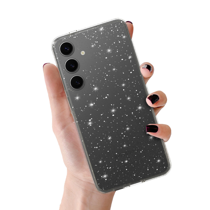 Silikonski ovitek z bleščicami za Samsung Galaxy A36 - prozoren s srebrnimi bleščicami