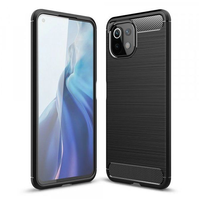 Silikonski ovitek za Xiaomi Mi 11 Lite - mat carbon črn