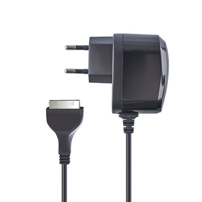 Stenski polnilni adapter 30 pin 2A za iPhone 4 / 4S / iPad 2 / 3 - črn