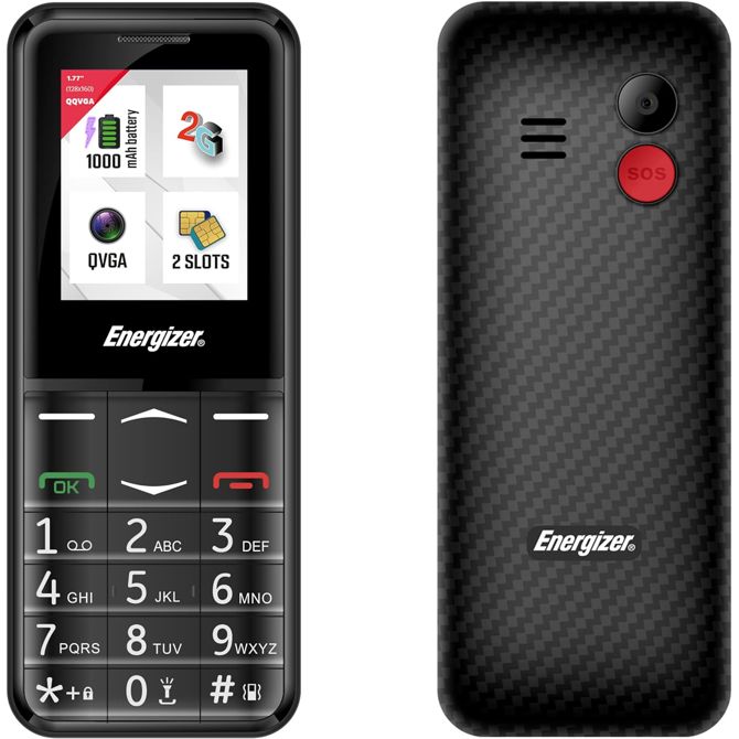 Telefon za starejše Energizer E4, črn