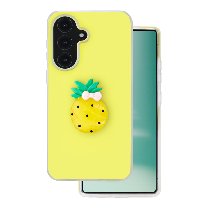 Ovitki za telefon Onasi Tutti Frutti 2v1 za Samsung Galaxy A17, dvoslojni silikonski, rumen, frosted efekt, 3D sadni motiv