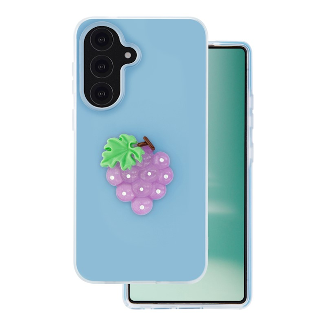 Ovitek za telefon Onasi Tutti Frutti 2v1 Samsung Galaxy S26 Plus 5G, dvoslojna zaščita, frosted efekt, modra barva, 3D sadni motiv