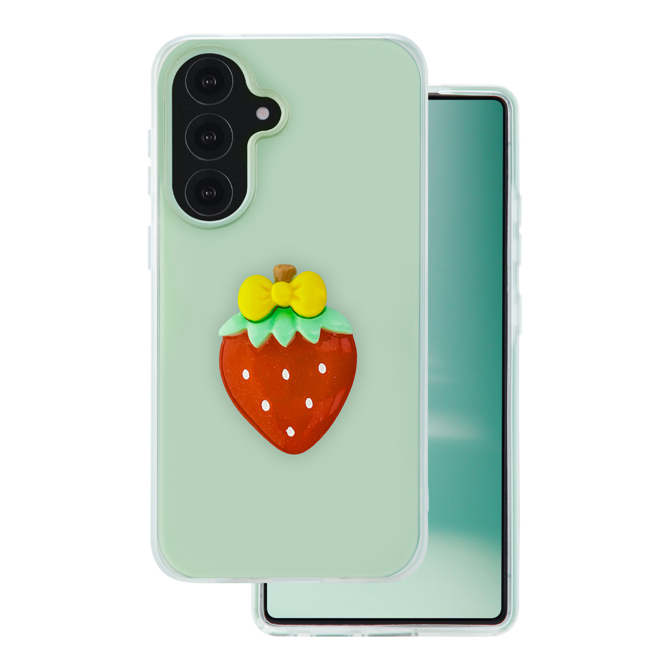 Ovitki za telefon Onasi Tutti Frutti Samsung Galaxy S26 Plus 5G 2v1 dvoslojni silikonski ovitek, frosted efekt, izboljšan oprijem, 3D sadni motiv – zelen