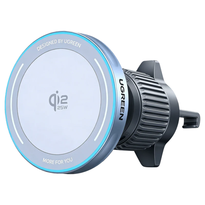 Avto nosilec za telefone Ugreen MagFlow 55967, brezžični polnilec 25W, Qi2, 17x N52 magnetov, 360° vrtljiv, za iPhone