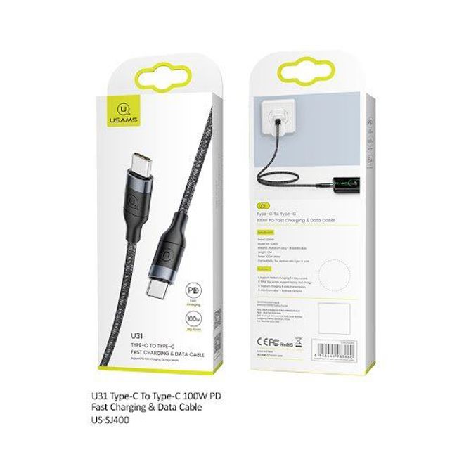 USAMS podatkovni kabel SJ400 U31 Type C na Type C črn