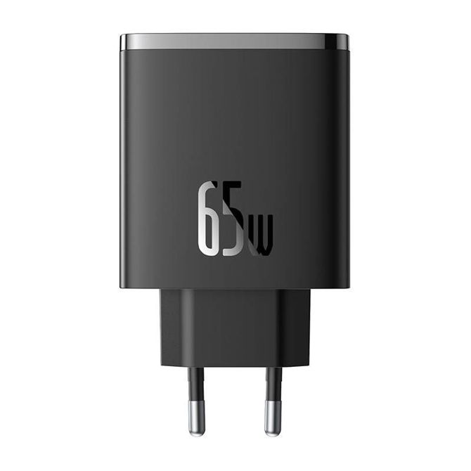 Stenski polnilec Baseus OS-Cube Pro 2xUSB-C + USB, 65W (črn)