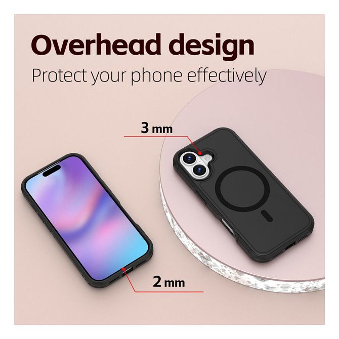Ovitki za telefon 4Smarts Defend za Apple iPhone 17, MagSafe podpora, odpornost na udarce, ojačani robovi, črn polikarbonat TPU 3