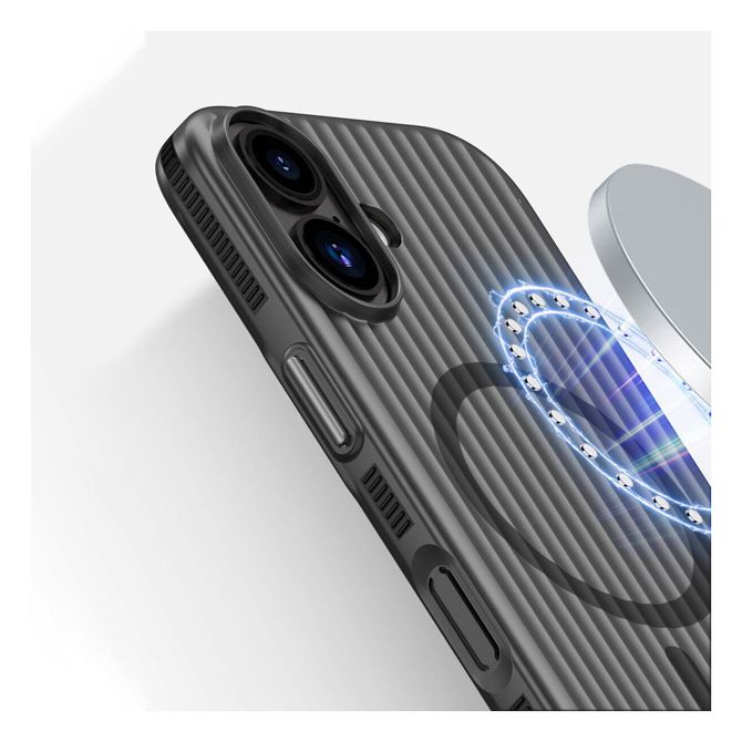 Ovitek za telefon 4Smarts Design Aero iPhone 17 črn, MagSafe, odporen na udarce, ultra tanek, rebrasta oblika 5