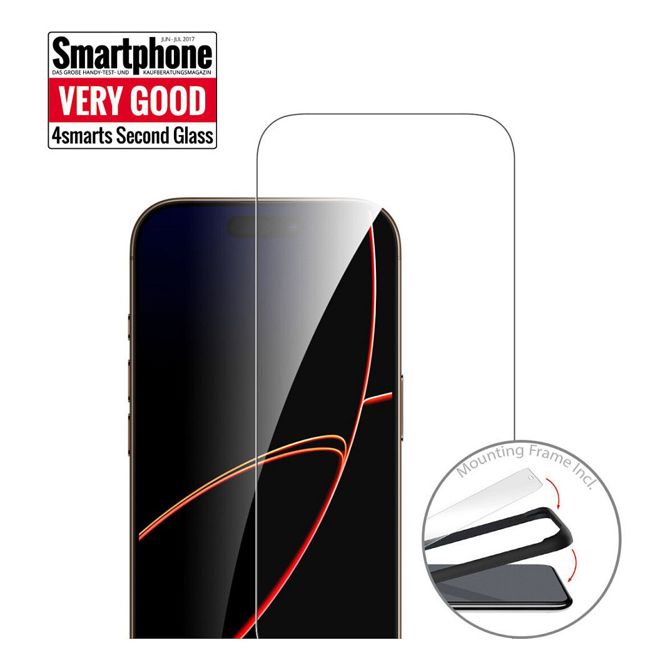 Zaščitno steklo 4Smarts za iPhone 17 Pro, 9H trdota, kaljeno steklo, prozorno, z okvirjem za enostavno montažo 3