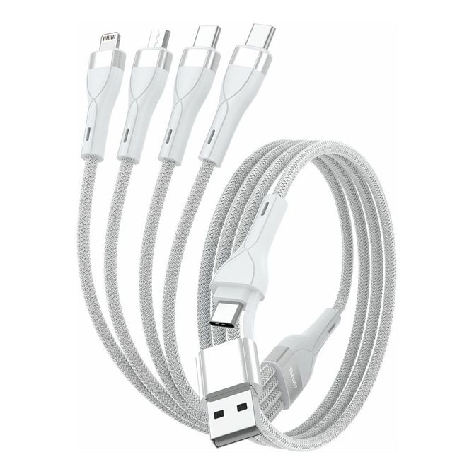 Podatkovni kabel 4Smarts 4v2, USB-A/USB-C/Micro USB/Lightning, 1,2 m, pleten najlon, bel 2