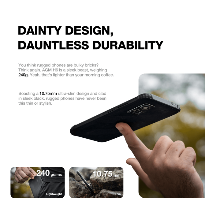 Pametni telefon AGM H6 4G 4+4GB/128GB DS Android 13, Kamera 50MP dual AI - črn 2