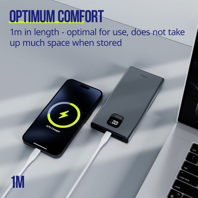 Podatkovni kabel Allity AUC-02 USB-C na USB-C, 100W, 1m, silikon, hitro polnjenje, bel 4