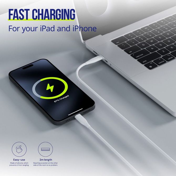 Podatkovni kabel Allity AUC-02 100W, USB-C na USB-C, 2m, silikon, hitro polnjenje 2