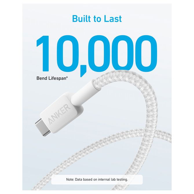 Podatkovni kabel Anker 322 USB-A na USB-C, 0,9 m, moški-moški, bel, raven priključek 2