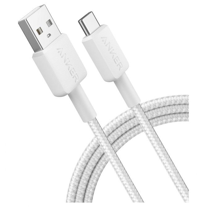 Podatkovni kabel Anker 322 USB-A na USB-C, 0,9 m, moški-moški, bel, raven priključek 4