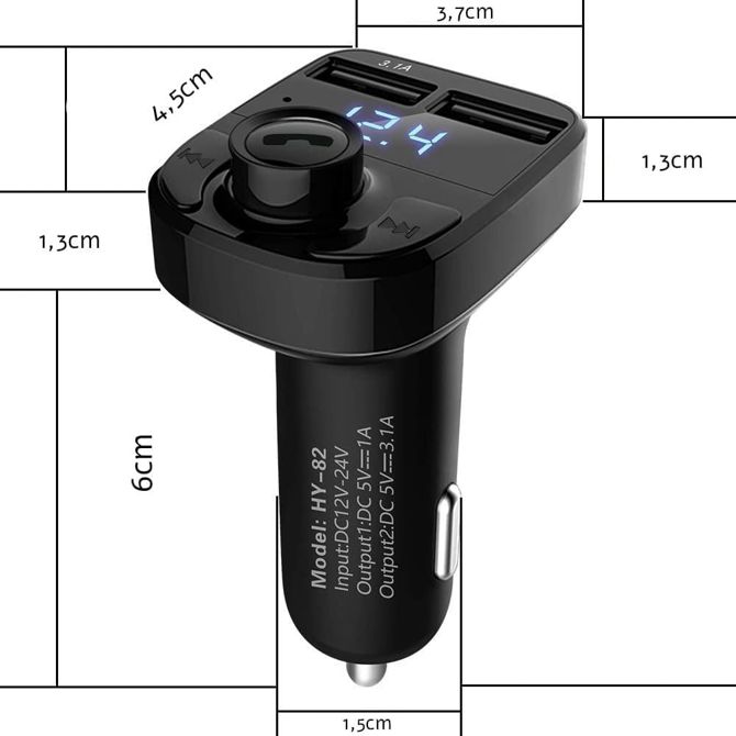 Avto FM oddajnik SD in polnilec bluetooth 2x USB 3.1A 18410041 2