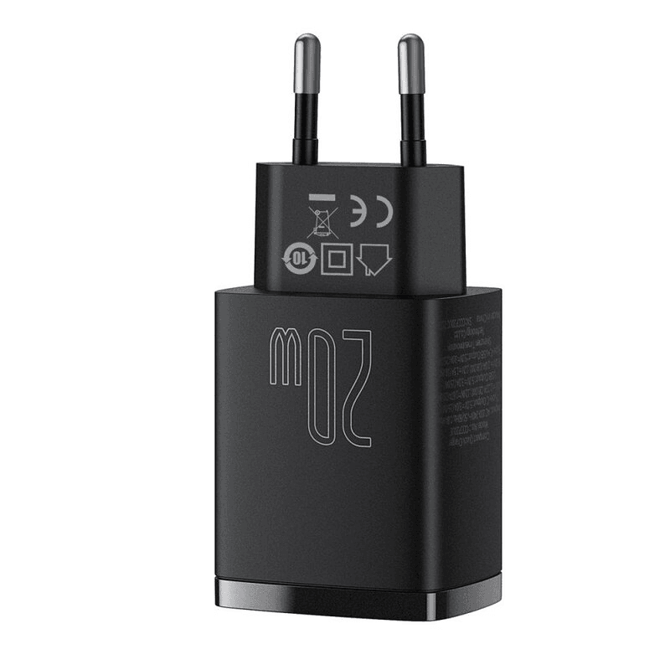 Baseus adapter CCXJ-B01 hišni polnilec 220V Super-SI Quick Charge 20W vhod USB A in Type C - Original (EU Blister) črn 4
