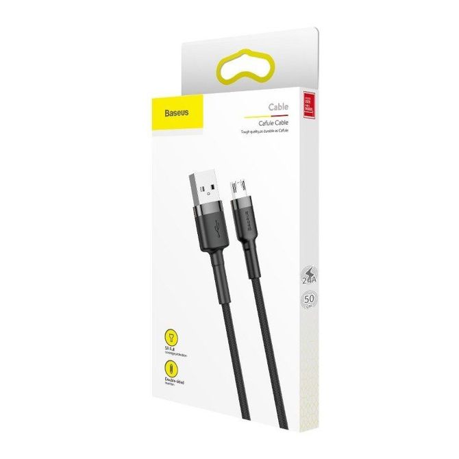 Baseus Cafule Micro USB kabel 2.4A 1m (siva + črna) 6