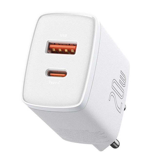 Kompaktni hitri polnilnik Baseus, USB, USB-C, 20W (bel) 2