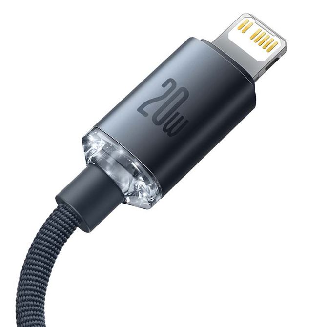 Baseus Crystal kabel USB-C na Lightning, 20W, PD, 1,2 m (črn) 4