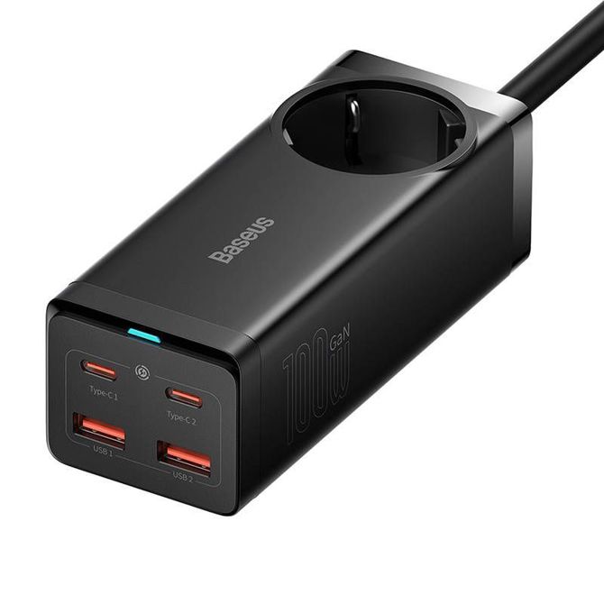 Stenski polnilec / powerstrip  Baseus GaN3 Pro 2xUSB + 2xUSB-C + AC, 100W (črn) 3