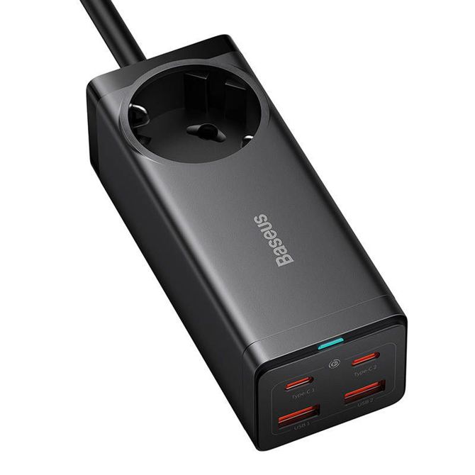 Stenski polnilec / powerstrip  Baseus GaN3 Pro 2xUSB + 2xUSB-C + AC, 100W (črn) 4