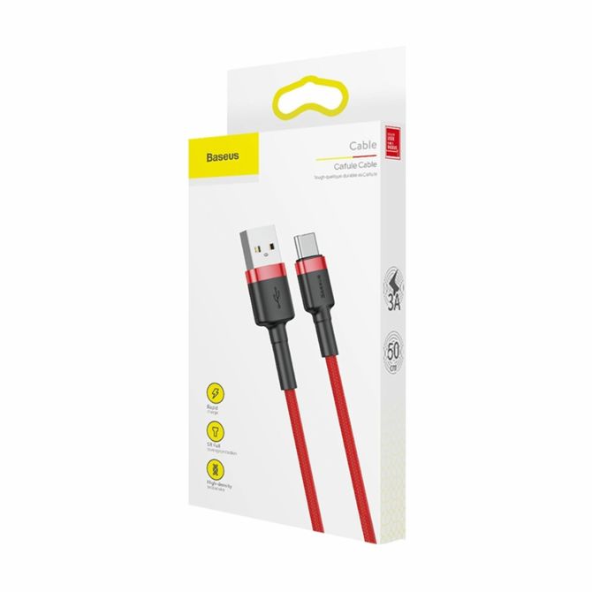 Baseus kabel USB A-C 0,5m 3A Cafule rdeč CATKLF-A09 5