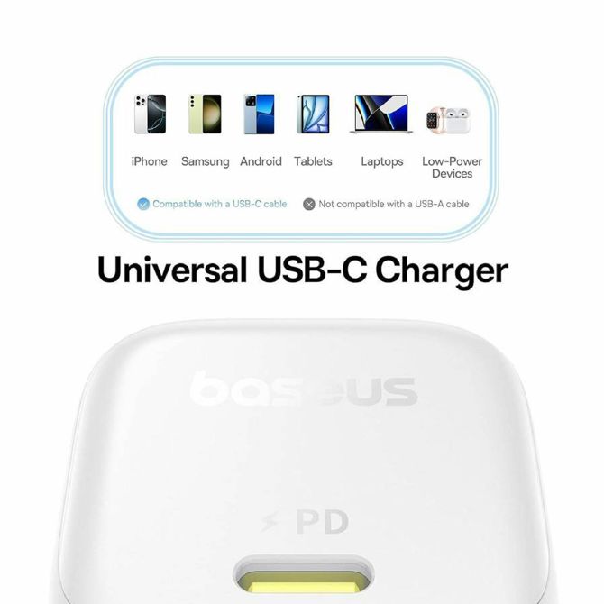 Baseus polnilec 45W USB TipC QC PD bel PicoGo 3