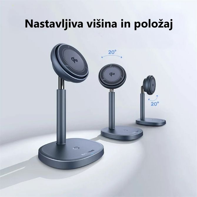 Baseus polnilec brezžični 20W magsafe iPhone stojalo Swan Pro Air 4