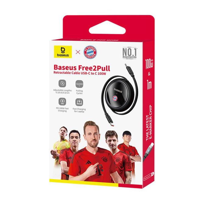 Baseus USB-C v USB-C 100 W polnilni kabel (črn) Bayern Edition 5