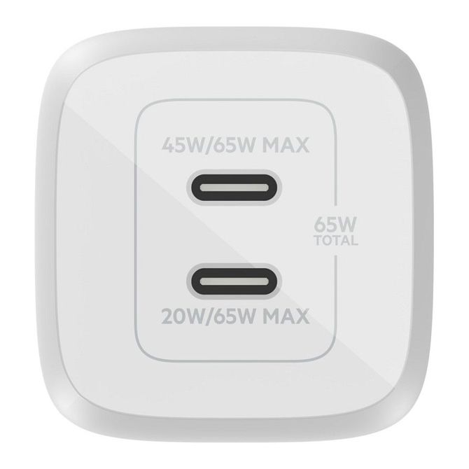 Polnilnik Belkin 65 W z dvojnim USB-C GaN z napajanjem in PPS 3