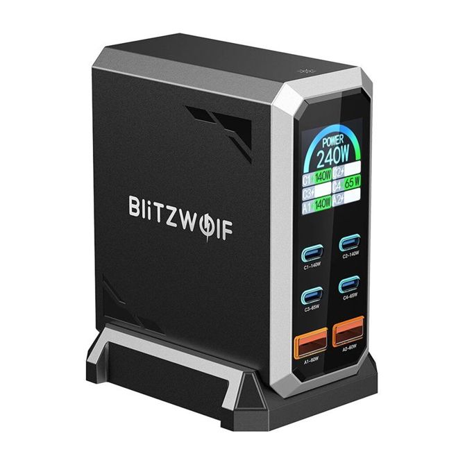 Blitzwolf BW-S31 2xUSB-A, 4xUSB-C, PD, omrežni polnilnik 240 W. 2