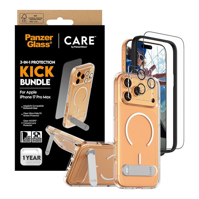 Zaščitno steklo PanzerGlass NEGA S 3-V-1 FUNKCIJAMI komplet za iPhone 17 Pro Max, prozorna, kaljeno steklo, odporno na praske in udarce, nanos brez mehurčkov 5