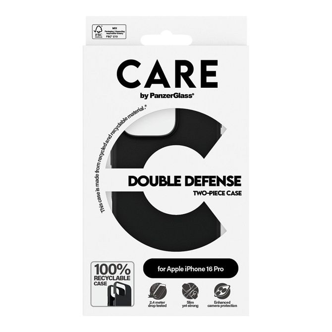 Ovitek CARE by PanzerGlass Feature Double Defence za iPhone 16 Pro, črn 3