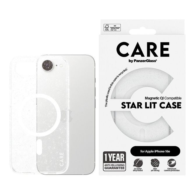 Ovitek CARE by PanzerGlass Flagship Combat z MagSafe za iPhone 16e, prozoren 2