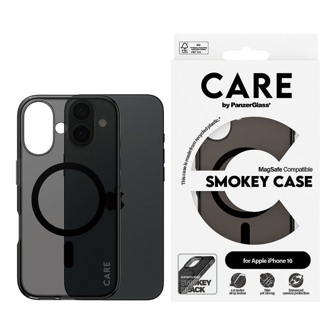 Ovitek CARE by PanzerGlass Flagship MagSafe za iPhone 16, črn 2