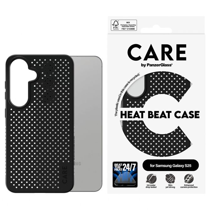 Ovitek CARE by panzerGlass Feature Heat Beat za Samsung Galaxy S25, črn 2