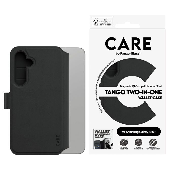 Preklopni ovitek CARE by PanzerGlass Feature Tango 2-v-1 za Galaxy S25 Plus, črn 3