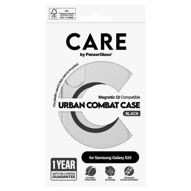 Ovitek CARE by PanzerGlass Flagship združljiv za Samsung Galaxy S25, prozoren 3
