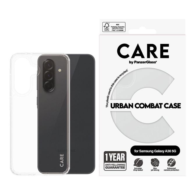 Ovitek CARE by PanzerGlass Flagship za Samsung Galaxy A36 5G, prozoren 2