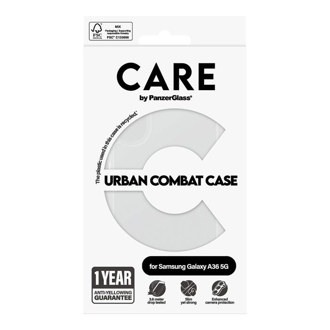 Ovitek CARE by PanzerGlass Flagship za Samsung Galaxy A36 5G, prozoren 3
