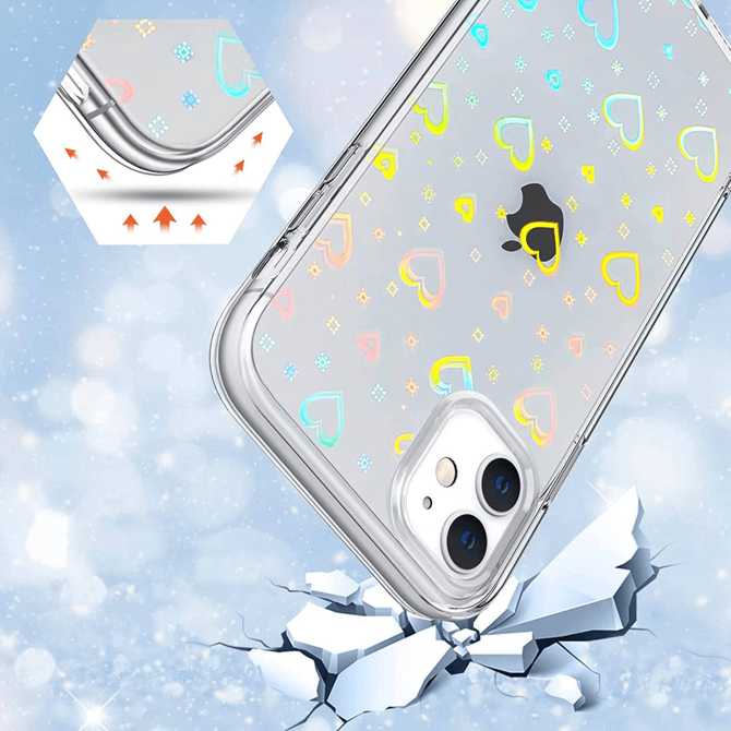 Clear Case silikonski ovitek Hologram za Samsung Galaxy S22 Ultra 5G - prozoren s srčki 2