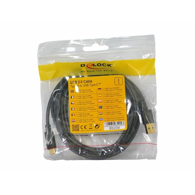 Delock kabel USB 2.0 A-C 3m črn 85209 3